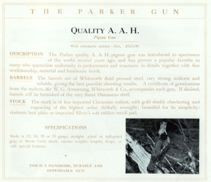 12 gauge Parker Bros. AAH Pigeon Gun Double Barrel Side-by-Side Shotgun