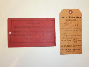 Hang Tags for 20 gauge A.H. Fox CE Grade Double Barrel SxS Shotgun