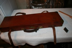 Genuine James Woodward & Sons oak & leather Over Under Shotgun Case