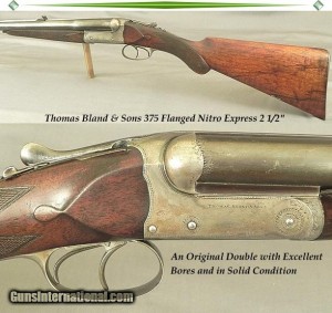 THOMAS BLAND 375 FLANGED N. E. 2 1/2" SXS DOUBLE RIFLE