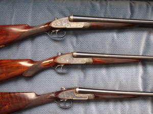 Top: 12g Boss & Co, Middle: 16g J. Woodward & Sons, Bottom: 20g Boss & Co.