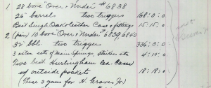 Three of Graves's Boss O/Us, as noted in a page in Abercrombie & Fitch's order books from 1922.