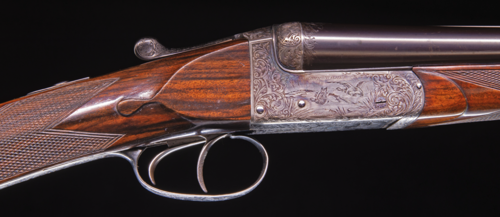 John Wilkes 28g boxlock SxS with exquisite engraving and features and also a long length of pull